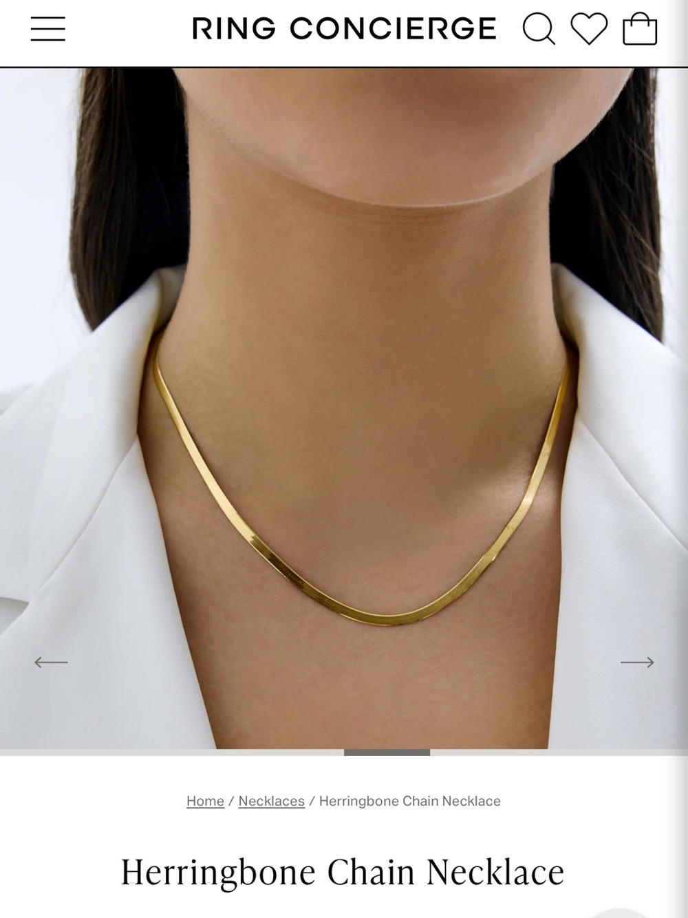 Ring Concierge herringbone gold necklace